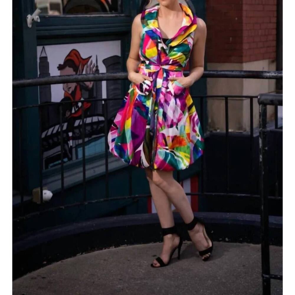 NEW SAMUEL DONG print bubble dress in bougainvillea multi - Picture 2 of 4